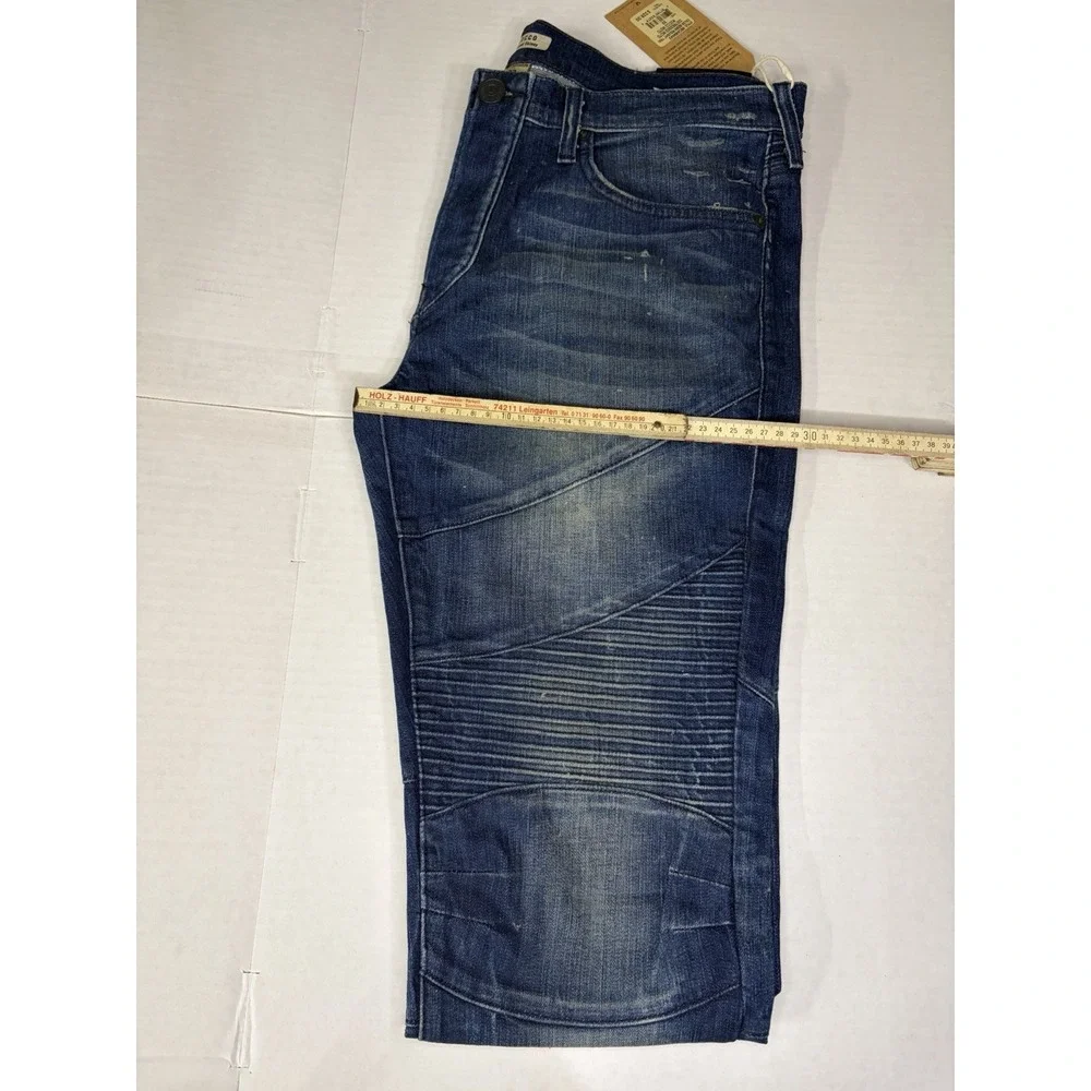 True Religion Rocco Moto Jeans Mens 33 NWT Distressed Blue Skinny Biker